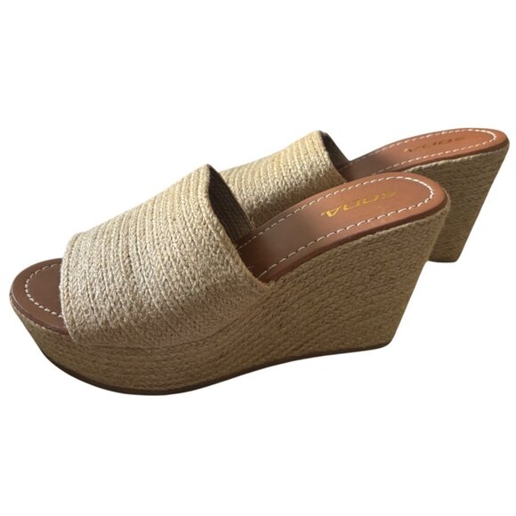 SODA Bounty-S Wedge Platform Heel Slide Raffia, size 10 - Picture 6 of 9